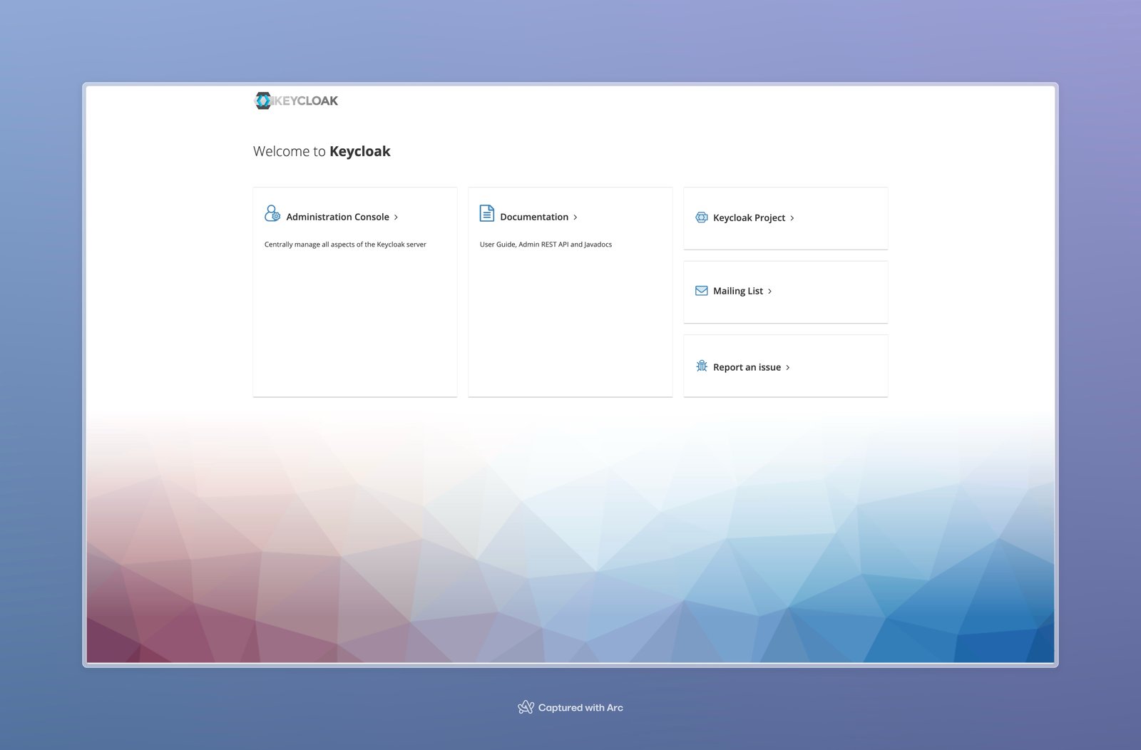 Consola de administración de Keycloak